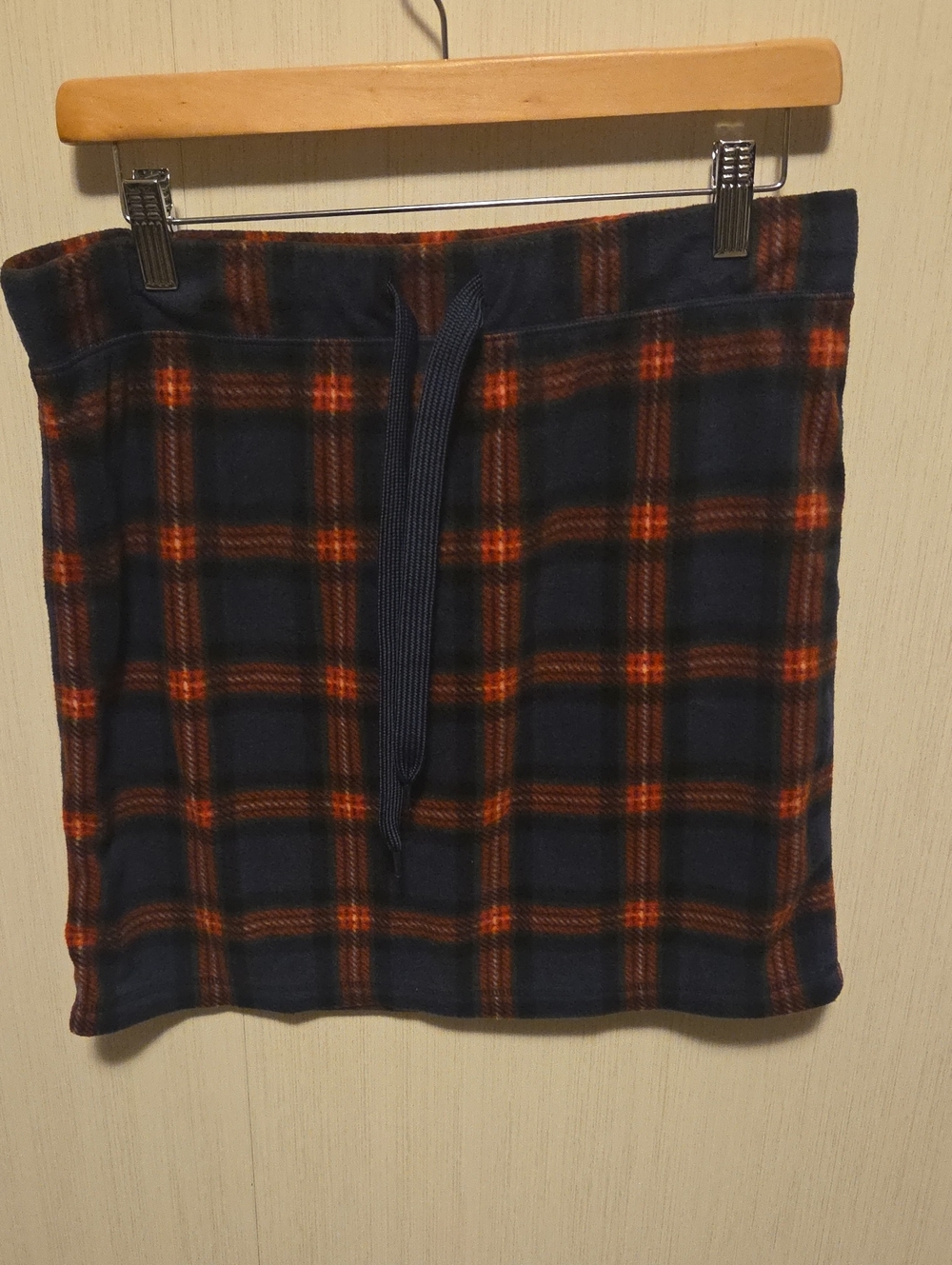 Joe Fresh Navy and Orange Plaid Drawstring Mini Skirt